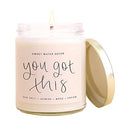 Sea Salt, Jasmine, Wood, Cream Scented Soy Candles for Home | 9oz Clear Jar,