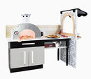 Real Wood Pizza Restaurant Wooden Play Kitchen Cook and Serve with Realistic Lights