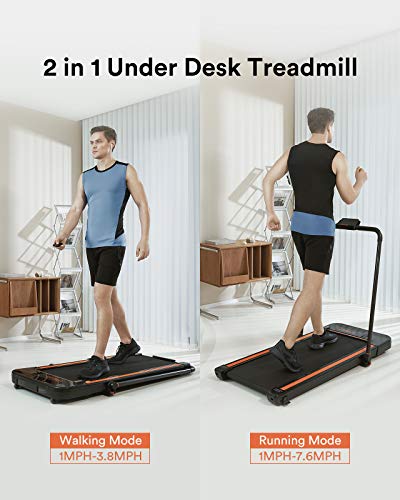 2 in 1 Under Desk Treadmill, 2.5HP Folding Electric Treadmill Walking Jogging Machine