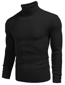 COOFANDY Mens Ribbed Slim Fit Knitted Pullover Turtleneck Sweater (Small, Black)