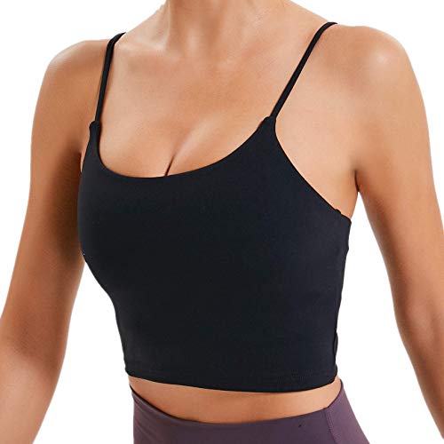 Lemedy Women Padded Sports Bra Fitness Workout Running Shirts Yoga Tank Top (XL, Black)
