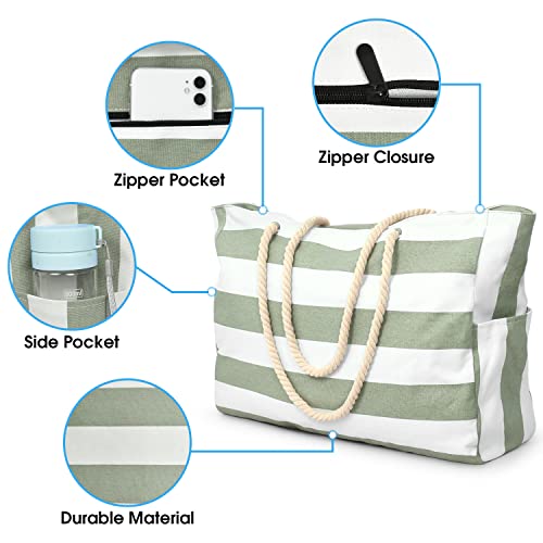 Beach Bags for Women, Large Waterproof Beach Tote Bag with Zipper Beach Bags