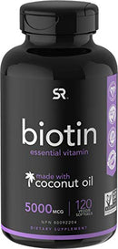 Biotin (5,000mcg) with Coconut Oil | Supports Healthy Hair, Skin & Nails in Biotin