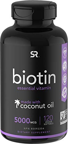 Biotin (5,000mcg) with Coconut Oil | Supports Healthy Hair, Skin & Nails in Biotin