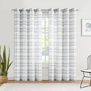 Grey and White Buffalo Plaid Window Curtain Panel Farmhouse Semi Sheer Gingham Linen Curtain Drapes