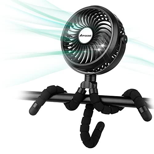 Battery Operated Stroller Fan Flexible Tripod Clip On Fan with 3 Speeds and Rotatable