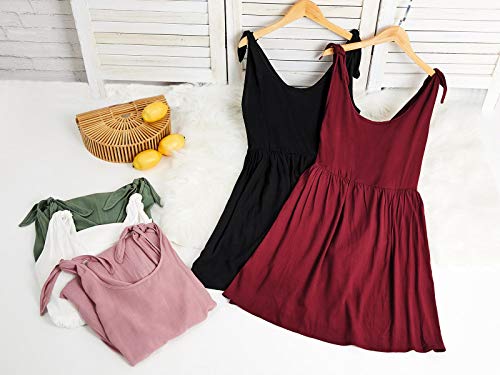 Womens Summer Shoulder Tie Strap Babydoll Dress Casual