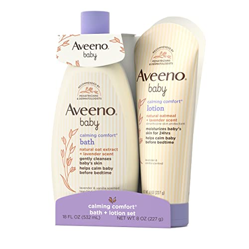 Aveeno Baby Calming Comfort Bath & Lotion Set, Night time Baby Skin Care Products