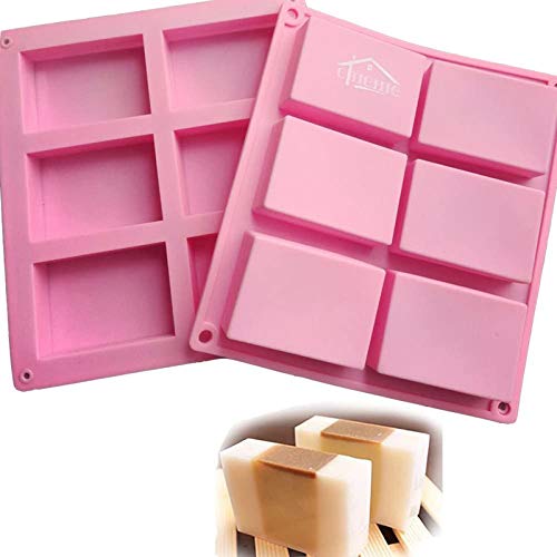 2 Pack 6 Cavities Silicone Soap Mold, 6 Cavity DIY Soap Molds, Rectangle Baking Mold