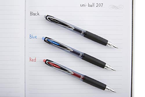 uni-ball 207 Retractable Gel Pens Medium Point, 0.7mm, Black, 12 Pack