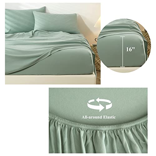 Full Size Sheet Sets Sage Green - 4 Piece Bed Sheets and Pillowcase Set for Full Bed