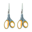 8" Soft Grip Titanium Bonded Scissors For Office & Home, Gray/Yellow, 2-Pack