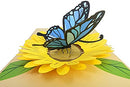 Blue Butterfly and Sunflower Pop Up Mother's Day Card - 3D Anniversary