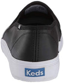 Keds womens Double Decker Leather Slip on Sneaker, Black Leather, 9.5 US