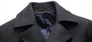 Men's Classic Notched Collar Double Breasted Wool Blend Pea Coat (X-Large, Black)
