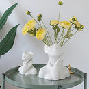 Ceramic Face Vases,White Flower Vases for Decor, 4.3" W x 5" H Modern Vase