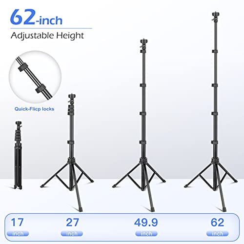 62" Phone Tripod & Selfie Stick, Extendable Cell Phone Tripod Stand with Wireless Remote