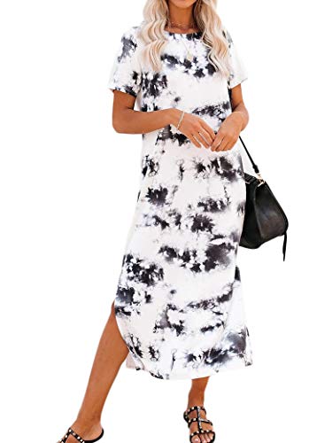 Long Dress for Women Summer Casual Short Sleeve Tie Dye Dresses