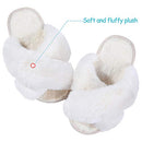 Girl's Soft Plush Lightweight House Slippers Non Slip Cross Band Slip on