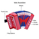 Kids Accordion 10 keys Button,Musical Instrument,Accordions Gift for Child Beginners (Red)