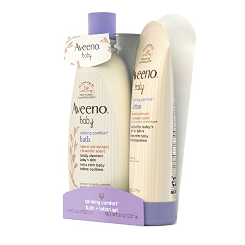 Aveeno Baby Calming Comfort Bath & Lotion Set, Night time Baby Skin Care Products