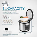 Digital Cool-Touch Rice Grain Cooker and Food Steamer, Stainless, Silver
