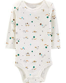 Baby Boys' Long-Sleeve Bodysuit, Pack of 5, Bear/Animal/Stripe, 3-6 Months