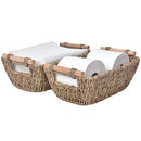 Hand-Woven Small Wicker Baskets, Seagrass Storage Baskets with Wooden Handles
