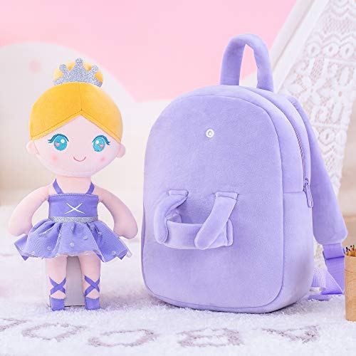 Toddler Backpack Kids Backpack with Soft Ballerina Baby Doll Purple Age 2+