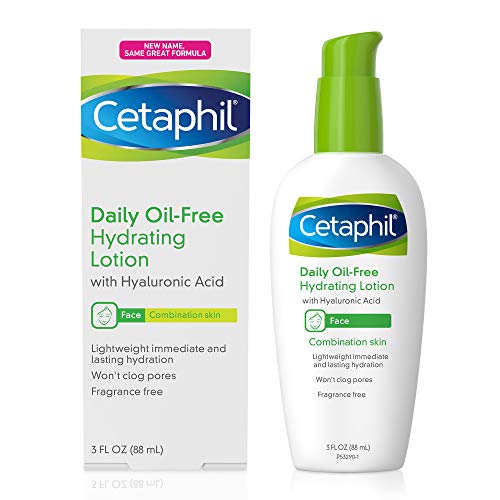Cetaphil Face Moisturizer, Daily Oil-Free Hydrating Face Lotion with Hyaluronic Acid, 3 Oz Package May Vary