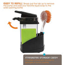 Casabella Sink Sider Solo Kitchen Soap Pump and Sponge Caddy, Black/Chrome Black & Chrome Plating
