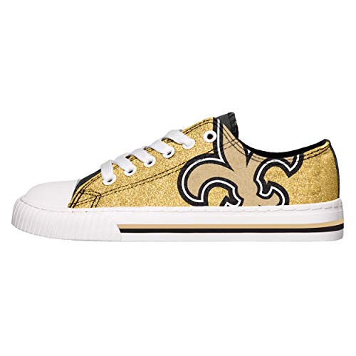 NFL New Orleans Saints Womens Ladies Glitter Low Top Canvas Shoes