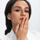 18K White Gold Plated Princess Cut Clear Cubic Zirconia Stud Earring Pack of 5 Pairs