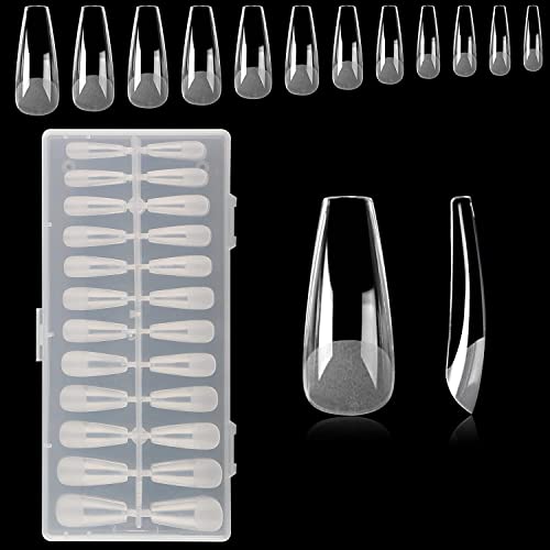 Soft Gel Full Cover Nail Tips Kit for Soak Off Artificial Nail Extensions with Case, 240 PCS
