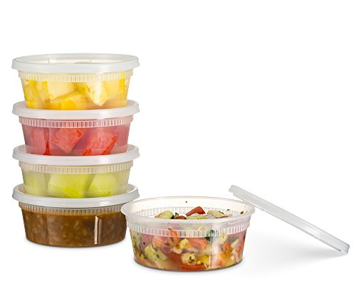 [48 Count 8 Oz Combo] Disposable plastic Deli Food Storage Containers With Plastic Lid