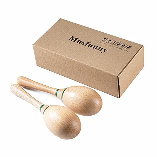 Maracas Hand Percussion Rattles,Beech Wood Material Rumba Shakers with Clear and Professional Sounds