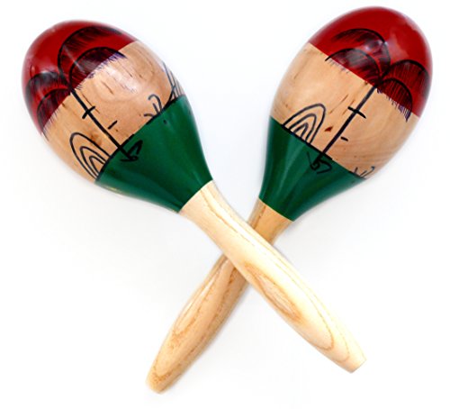 Maracas,2pcs 10inch Large Wood Rumba Shakers,Latin Hand Percussion with Full, Bright Vibrant Sound
