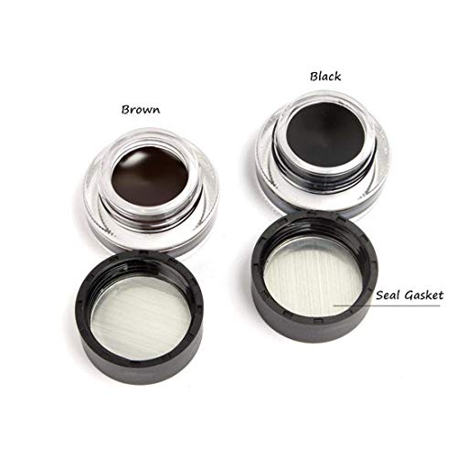 2 in 1 Black and Brown Gel Eyeliner Set Water Proof,2 Pieces Eye Makeup Brushes