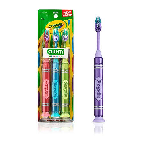 Crayola Kids' Metallic Marker Toothbrush, Soft, Ages 5+, Assorted Colors