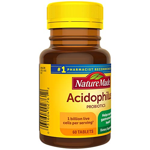 Nature Made Acidophilus Probiotics 1 Billion CFU Per Serving, 60 Tablets