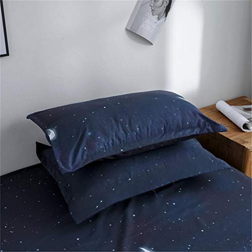 Blue Duvet Cover Twin Size, Star Moon Printed Aesthetic Duvet Cover Set