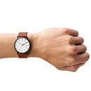 Men's Signatur Quartz Analog Stainless Steel and Leather Watch