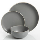 Gibson Home Rockaway 12-Piece Dinnerware Set Service for 4, Grey Matte -