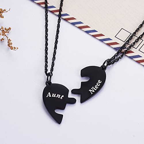 Aunt and Niece Heart Matching Necklace Set for 2 - Gifts for Aunt from Niece