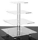 Jusalpha® Large 4 Tier Square Acrylic Cupcake Tower Stand-Cake Stand-Dessert Stand-Cupcake Holder-Pastry Serving Platter-Candy Bar Party Décor-Party Supply(4 Tier with Rod Feet) (4SF-V2)