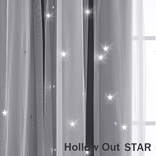 2 Panels Star Blackout Curtains for Girls Kids Baby Bedroom Window Curtain