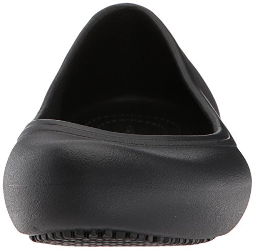 Crocs Women's At Work Ballet Flats| Slip Resistant Work Shoes, Black, 8 Women