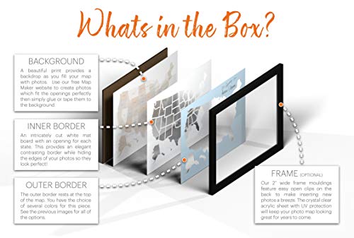 50 States USA Photo Map - Frame Optional - Made in America