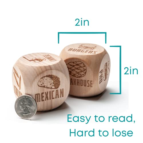 2 Engraved Wooden Date Night Dice – For Anniversary, Him, Her, Wedding, Games, Wife