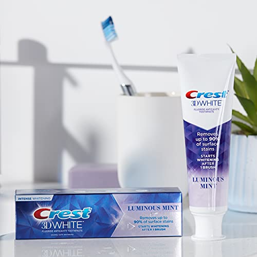 Crest 3D White Luminous Mint Teeth Whitening Toothpaste, 3.7 oz, Pack of 4